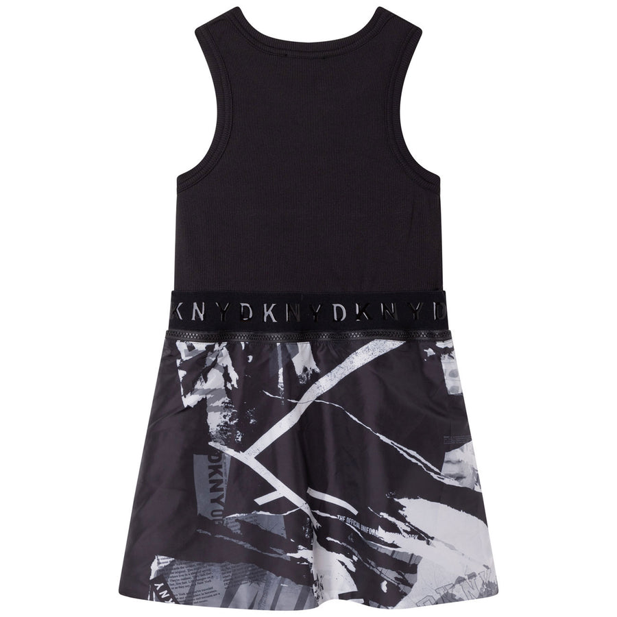 DKNY Black Printed Bottom Reversible Tank Dress