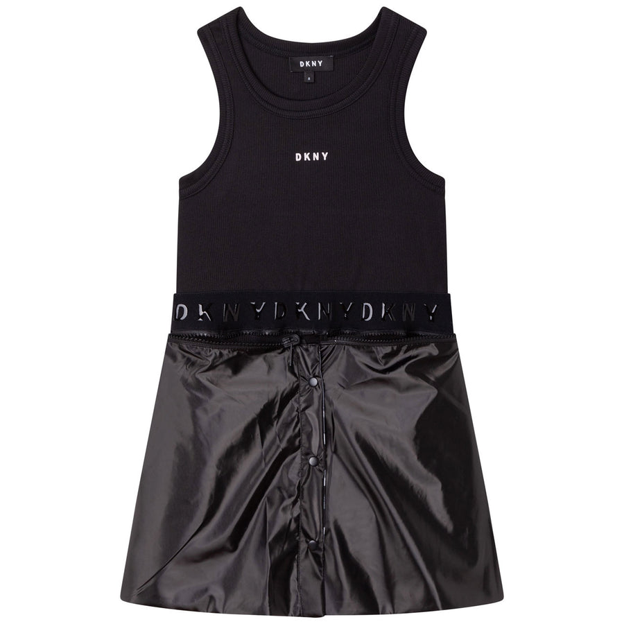 DKNY Black Printed Bottom Reversible Tank Dress