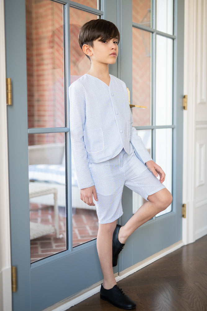 Coco Blanc Pale Blue/White Seersucker Suit