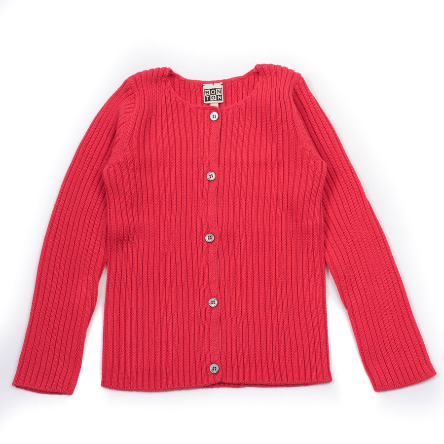 Bonton Bright Rose Ribbed Cardigan