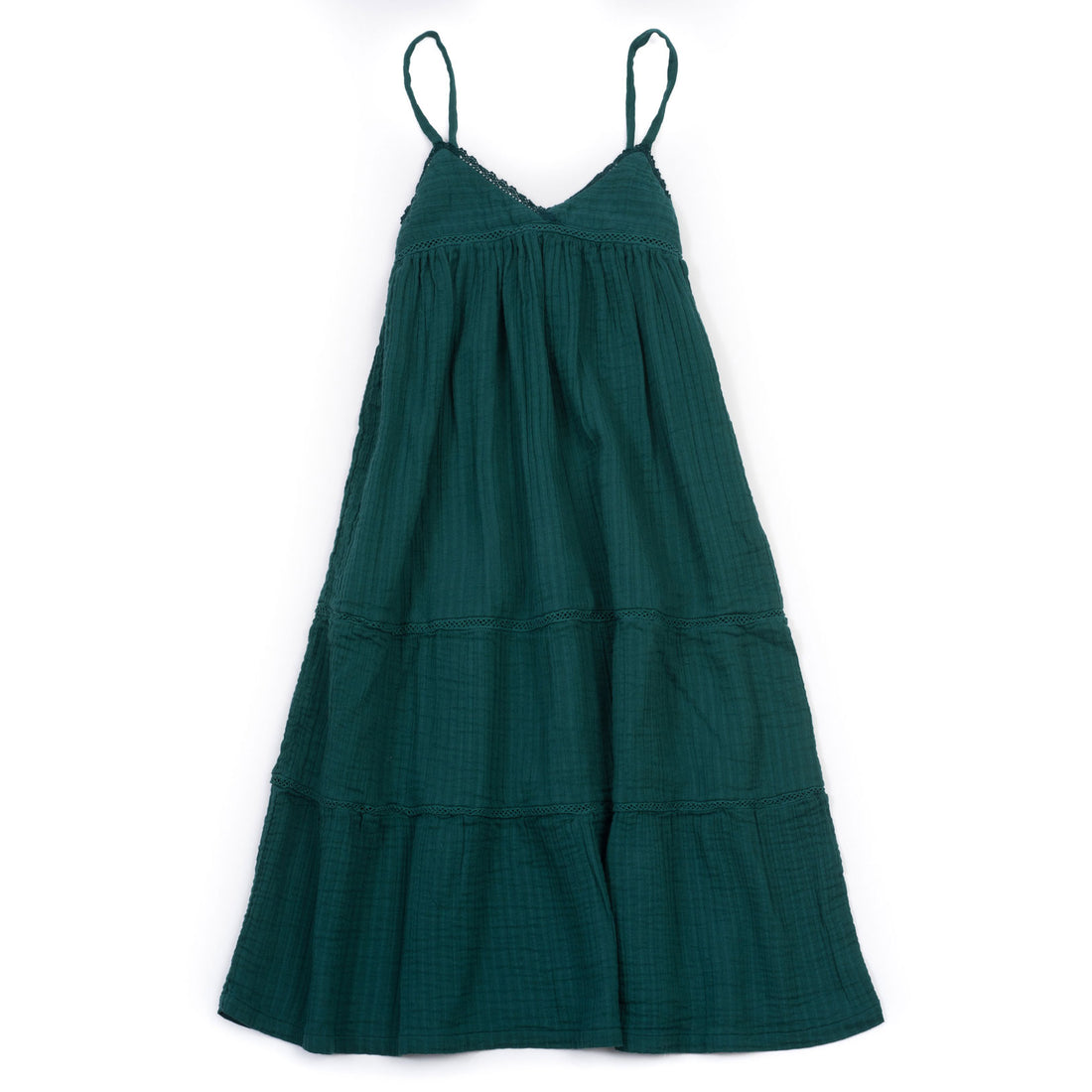 Bonton Forest Green Tiered Maxi Sundress