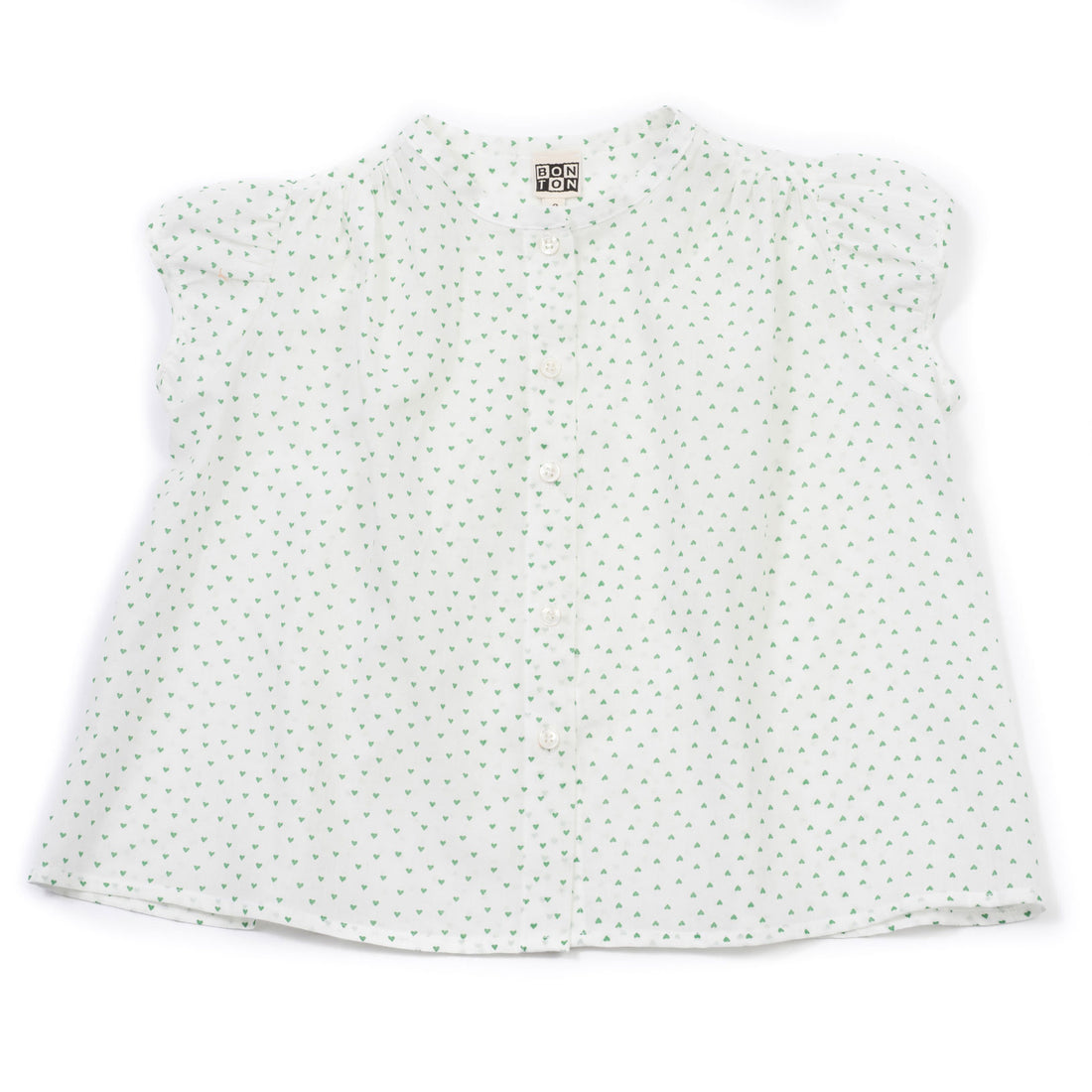 Bonton Green Heart Print Blouse