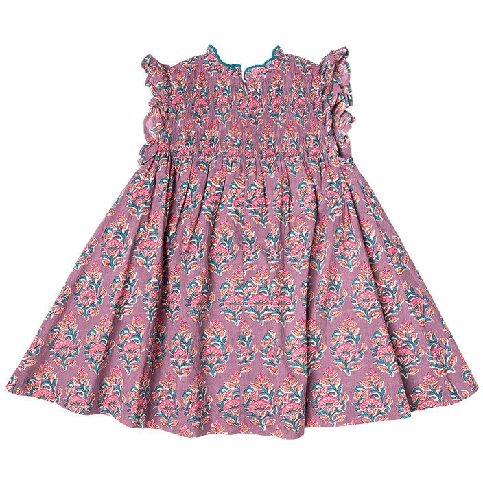 Pink Chicken Stevie Dress - Lavender Posey Block Print – Ladida