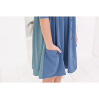 Ava and Lu Blue/Green Pocket Dress