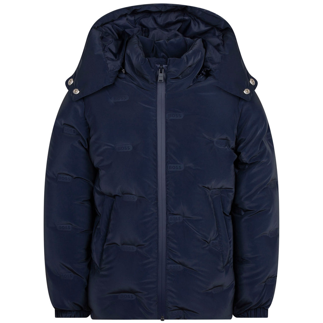 Hugo Boss Navy Allover Logo Puffer Jacket