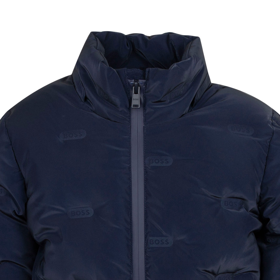 Hugo Boss Navy Allover Logo Puffer Jacket