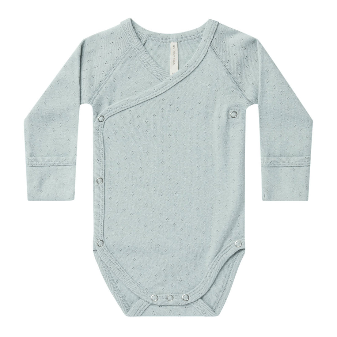 Quincy Mae Pointelle Side-Snap Bodysuit | Sky