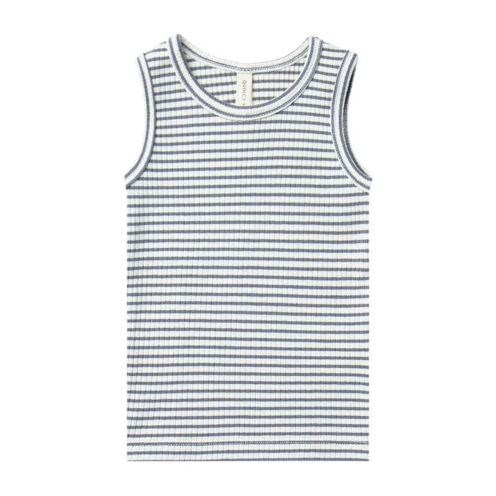 Quincy Mae Ribbed Tank Top | Indigo-Stripe