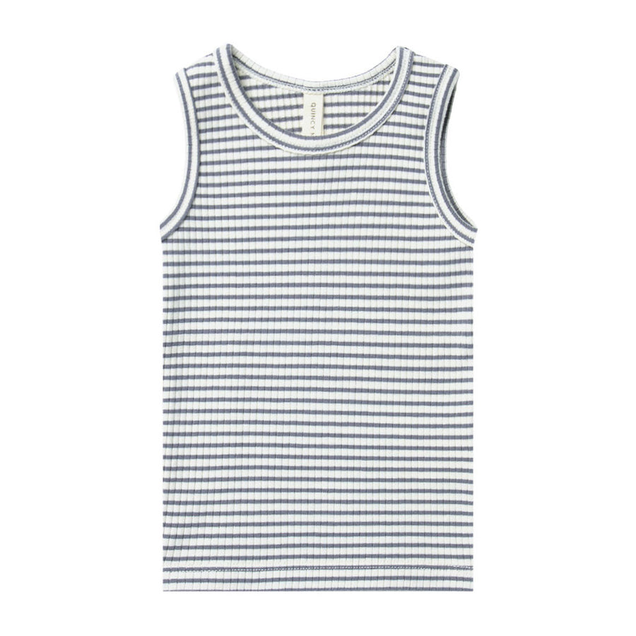 Quincy Mae Ribbed Tank Top | Indigo-Stripe