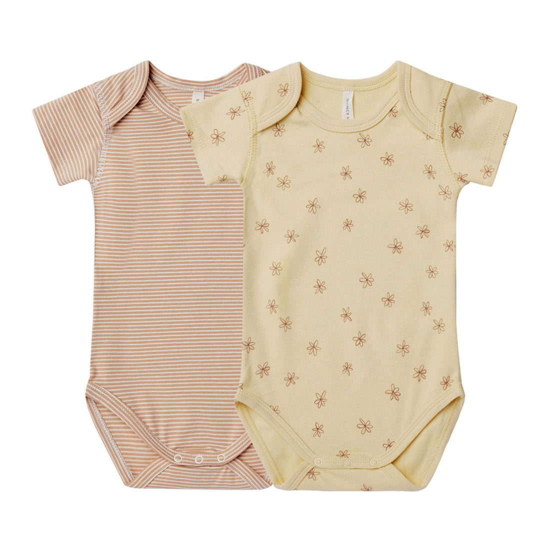 Quincy Mae Blossom, Apricot Stripe Short Sleeve Bodysuit, 2 Pack – Ladida
