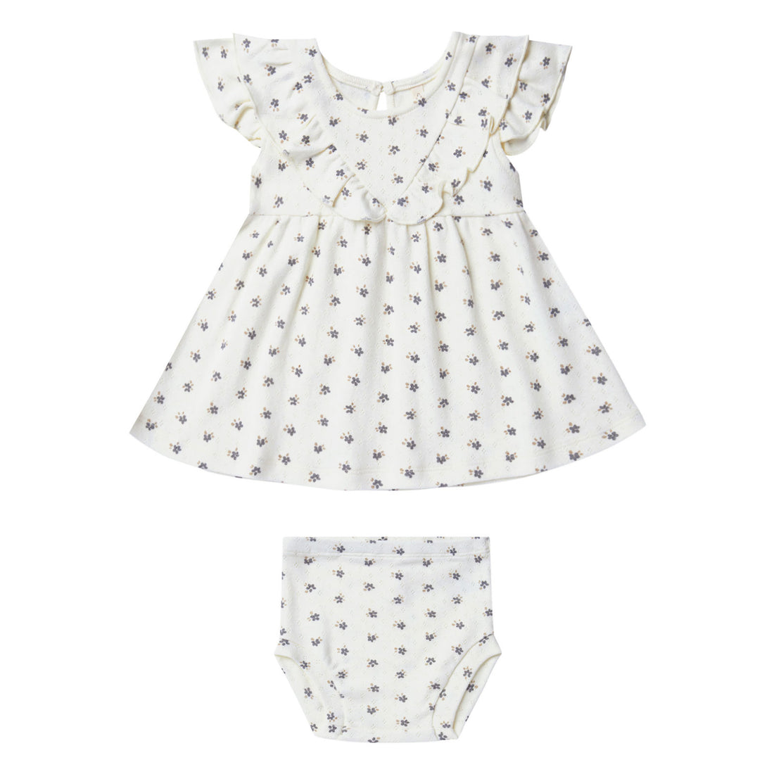 Quincy Mae Pointelle Ruffle Dress Set | Ivory