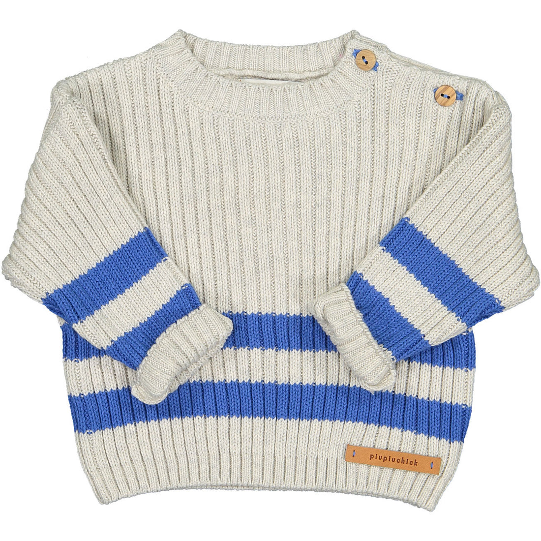 Piupiuchick Light Grey Stripe Knitted Ribbed Sweater