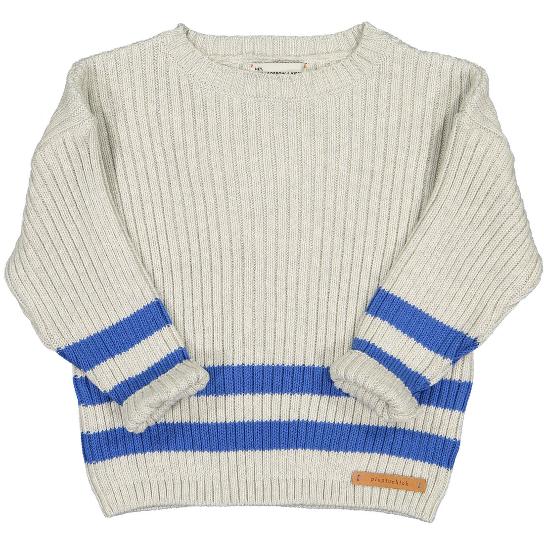 Piupiuchick Light Grey Stripe Knitted Ribbed Sweater