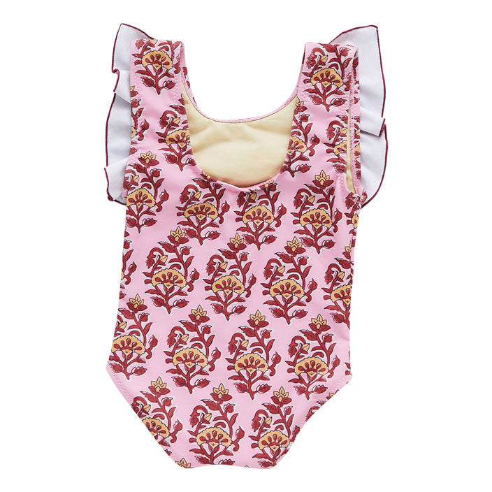 Pink Chicken Quinn Suit - Pink Posey Block Print