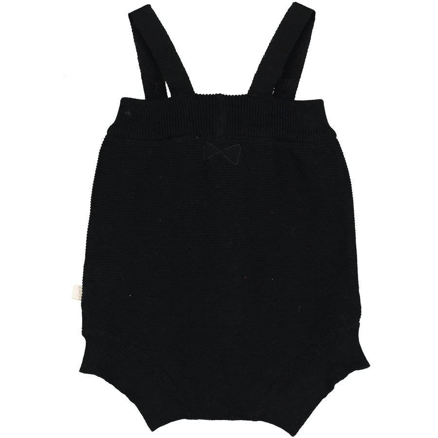 Mini Sibling Black Embroidered Logo Knit Tricot Body