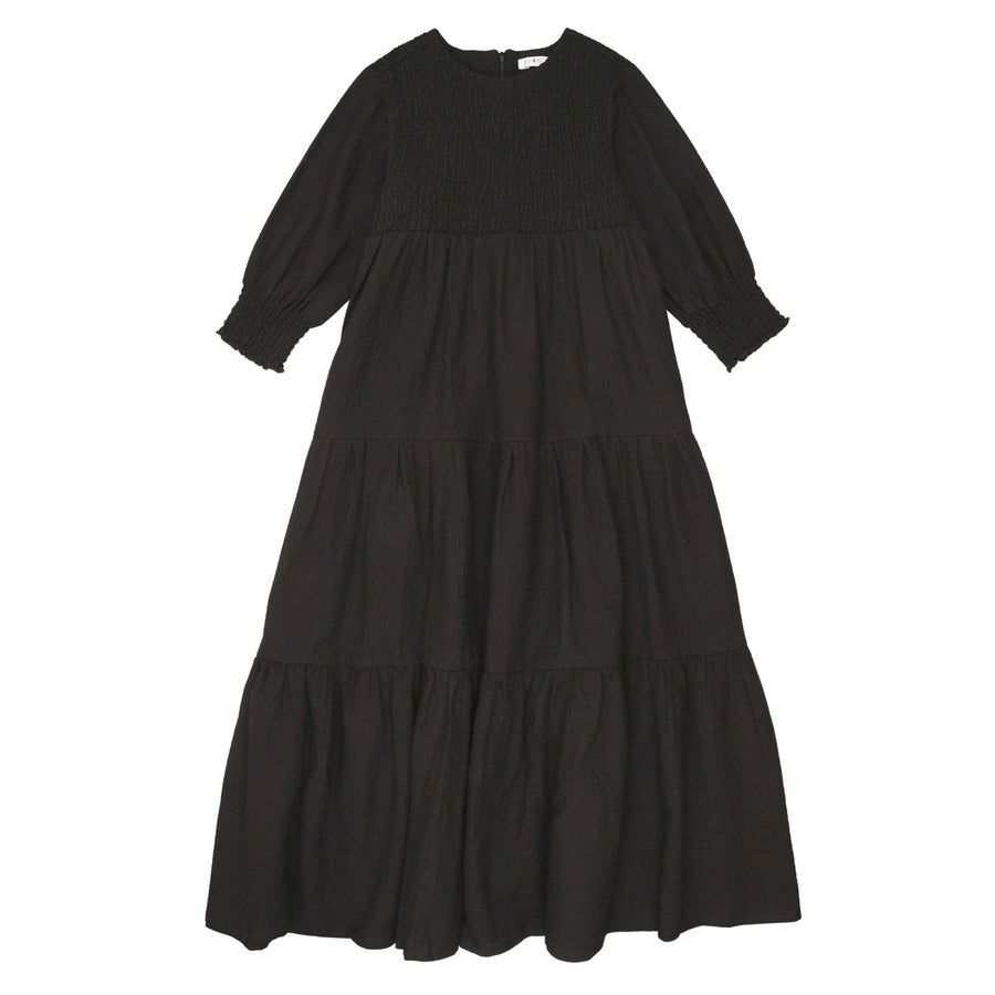 Coco Blanc Black Smocked Robe