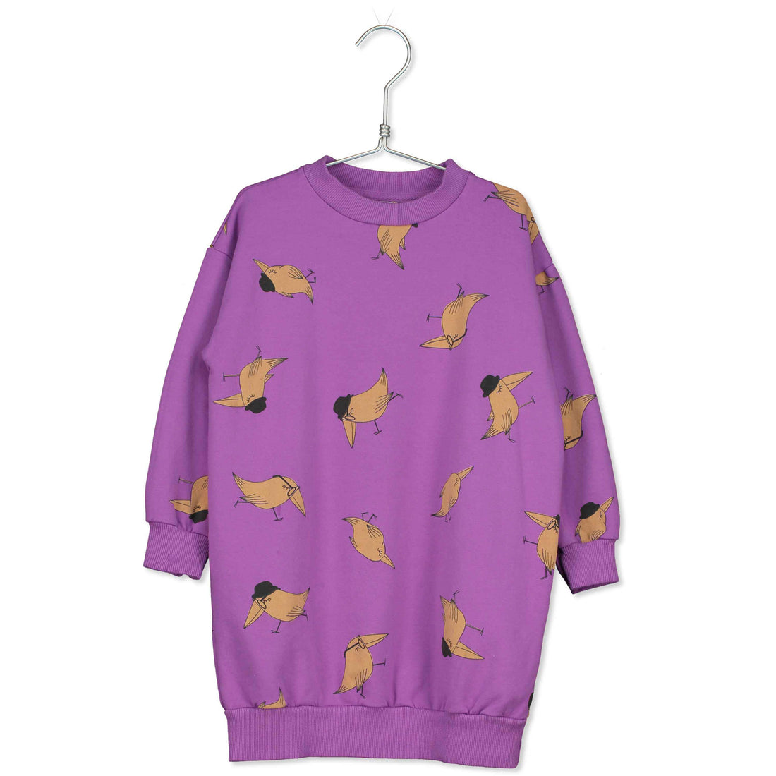 LotieKids Violet Birds Hats Long Sweatdress