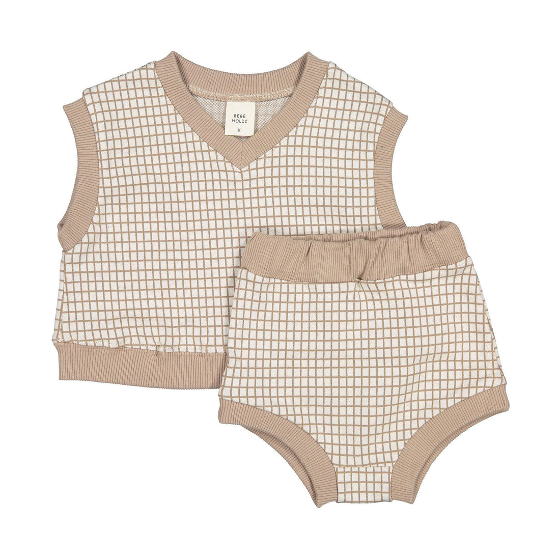 Bebe Holic Beige Tabi Vest Bottom Set