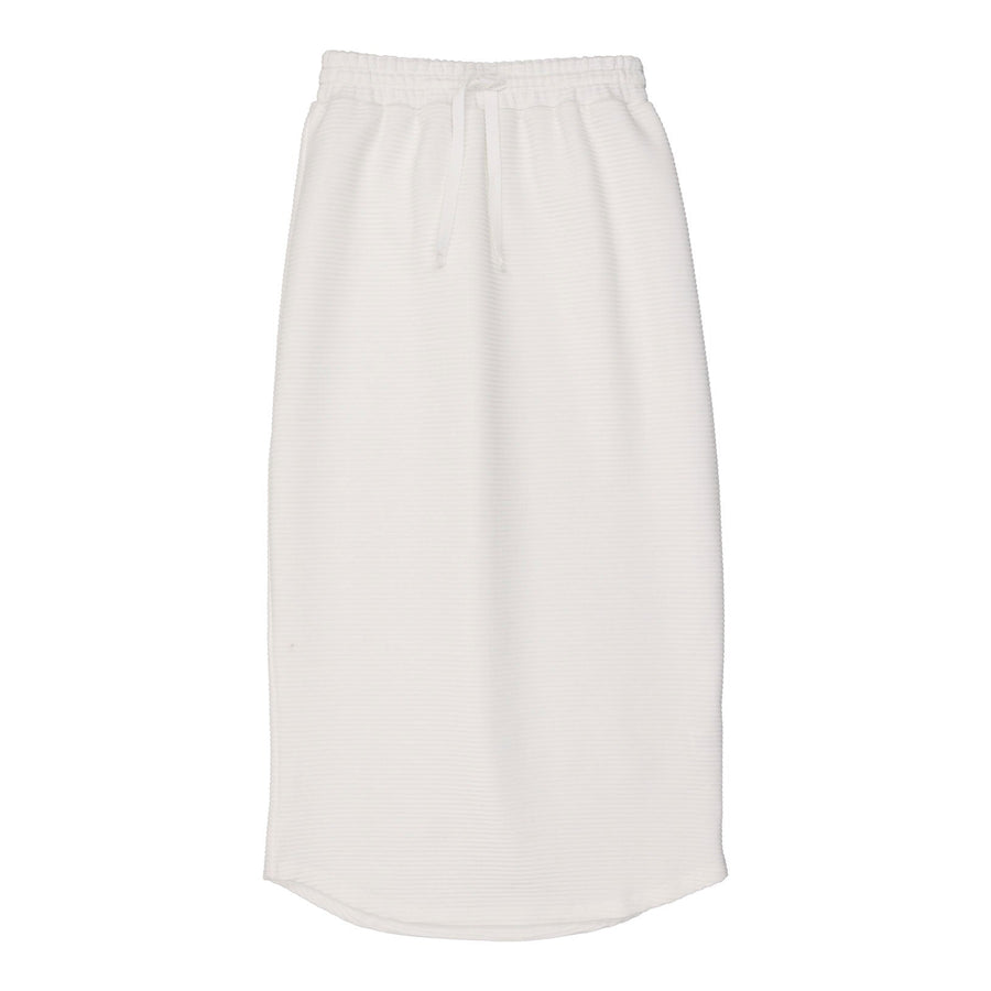 Coco Blanc bottoms Coco Blanc Antique White Ribbed Midi Skirt