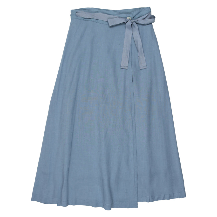 Coco Blanc Blue Linen Wrap Skirt