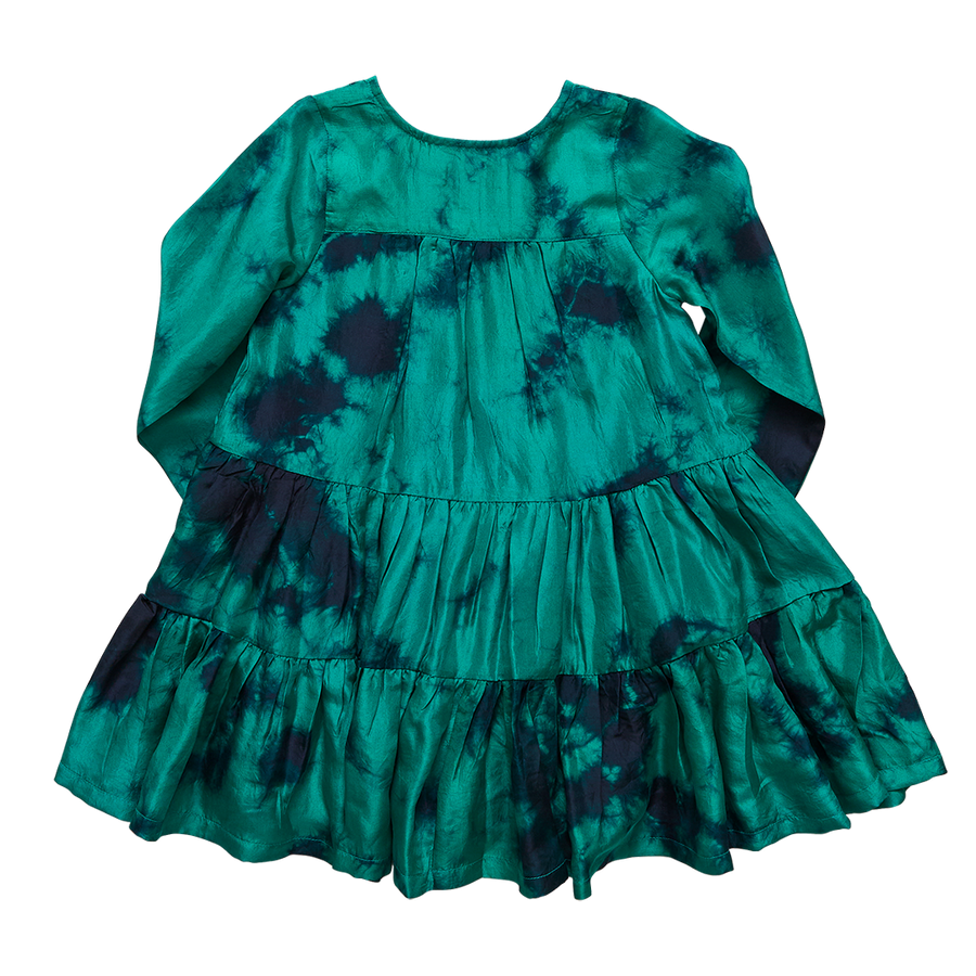 Pink Chicken Silk Penelope Dress - Green/Dark Navy