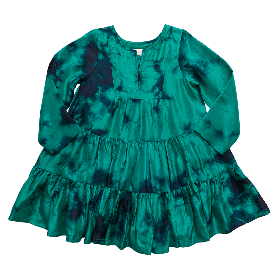 Pink Chicken Silk Penelope Dress - Green/Dark Navy