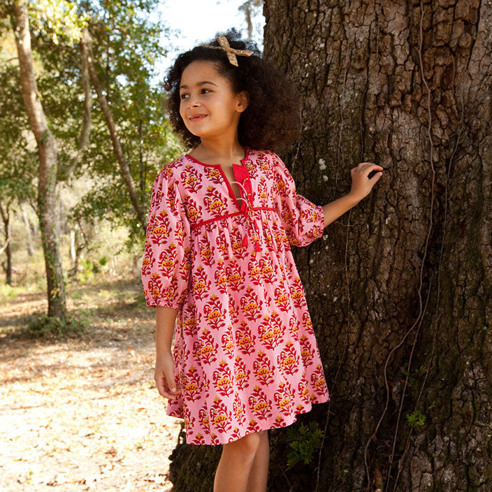 Pink Chicken Jade Dress - Pink Posey Block Print