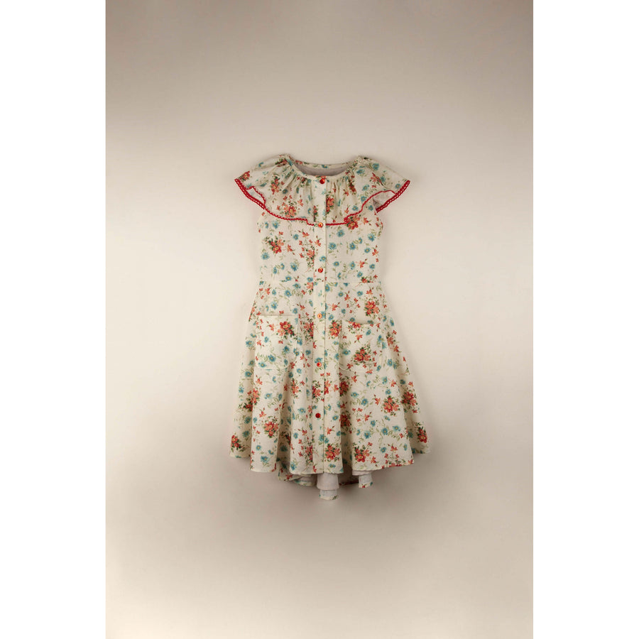 Popelin dresses Popelin Floral Frilled Collar Dress