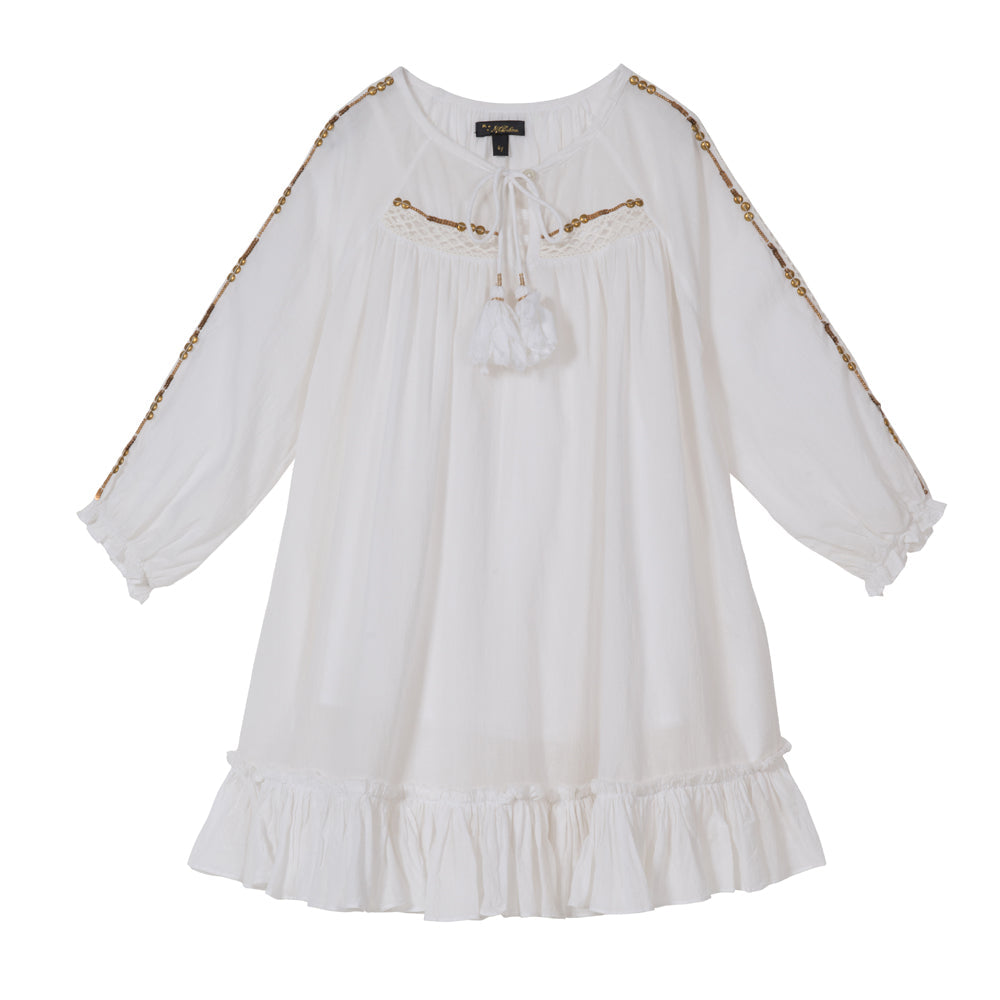 Velveteen dresses Velveteen White Embelished Boho Dress